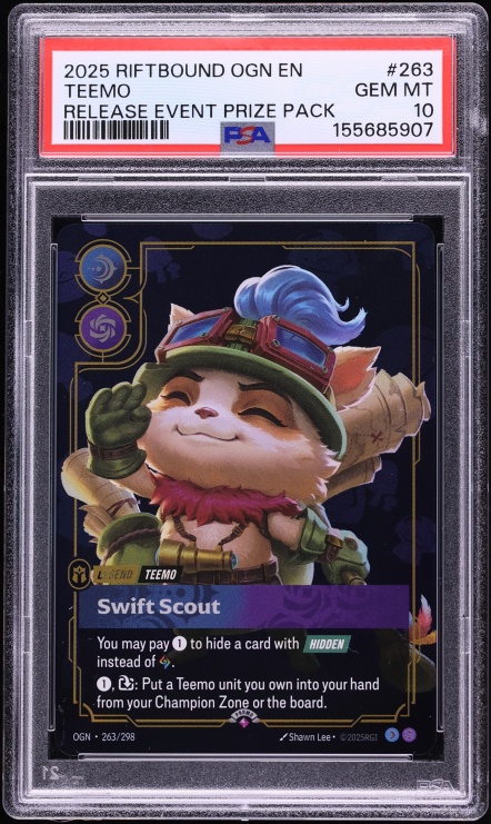 2025 Riftbound League Of Legends Origins Release Event Prize Pack Teemo #263 PSA 10 GEM MINT