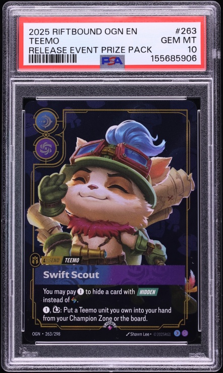 2025 Riftbound League Of Legends Origins Release Event Prize Pack Teemo #263 PSA 10 GEM MINT