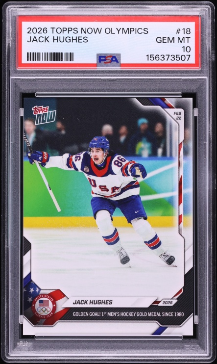 2026 Topps Now Olympics Jack Hughes #18 PSA 10 GEM MINT