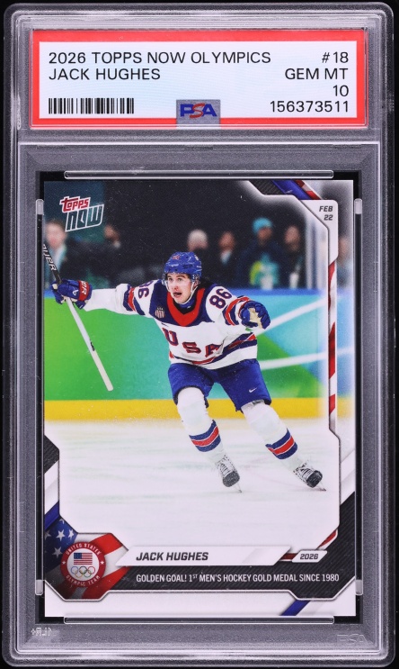2026 Topps Now Olympics Jack Hughes #18 PSA 10 GEM MINT
