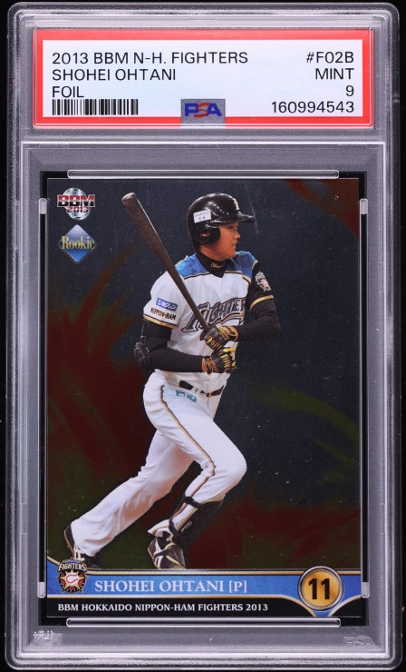 2013 BBM Hokkaido Nippon Ham Fighters Foil Shohei Ohtani ROOKIE #F02B PSA 9 MINT
