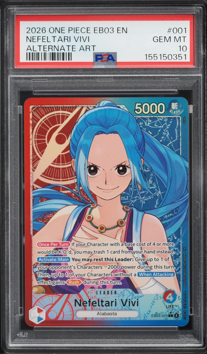 2026 One Piece Extra Booster One Piece Heroines Edition Alt Art Nefeltari Vivi L #001 PSA 10