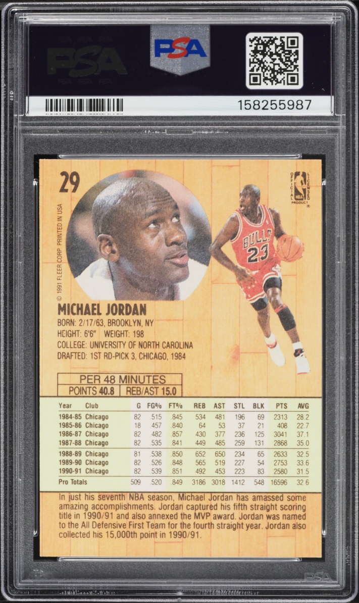 1991 Fleer Michael Jordan #29 PSA 7 NRMT