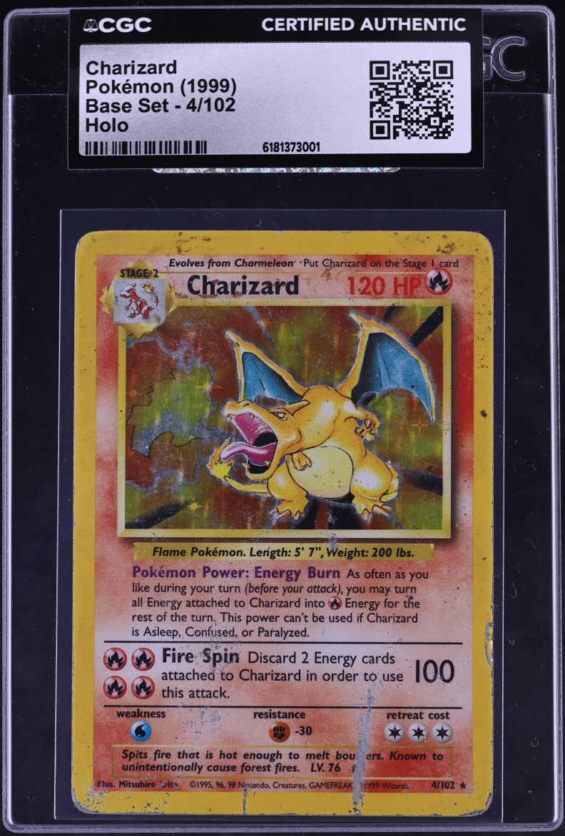 1999 Pokemon Base Set Holo Charizard #4 CGC AUTH
