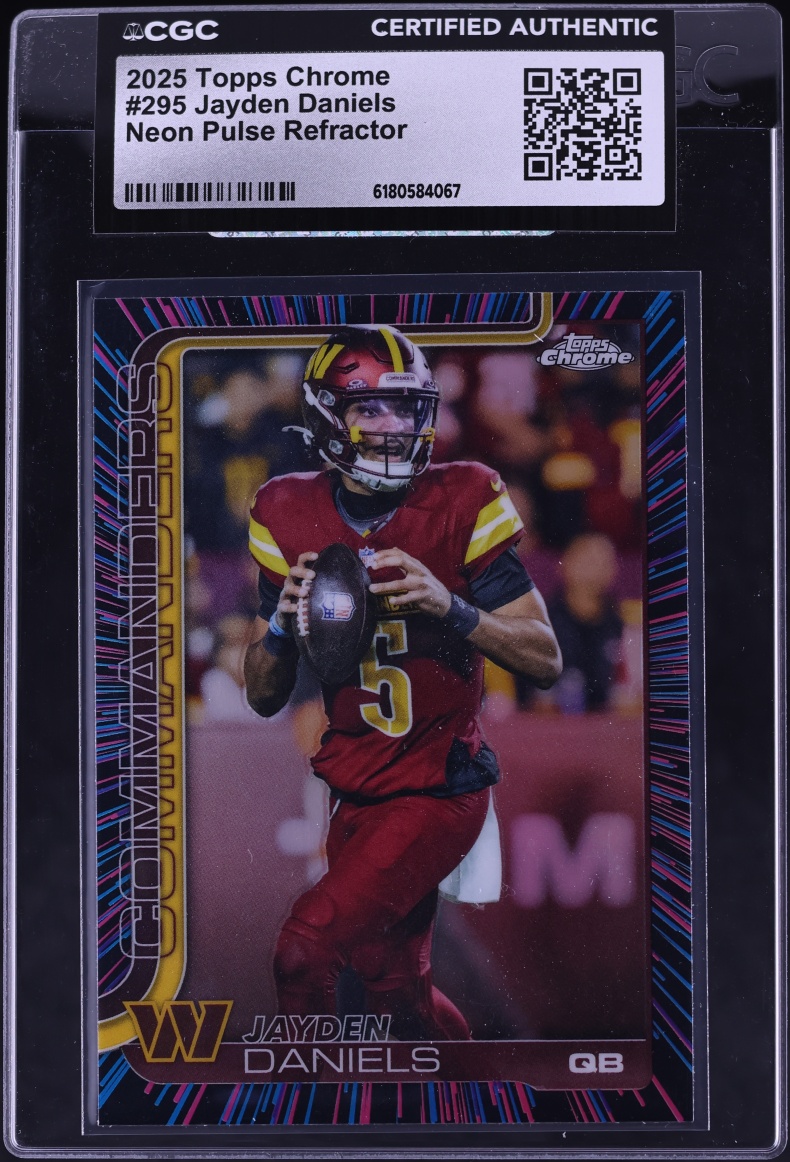 2025 Topps Chrome Neon Pulse Refractor Jayden Daniels #295 CGC AUTH