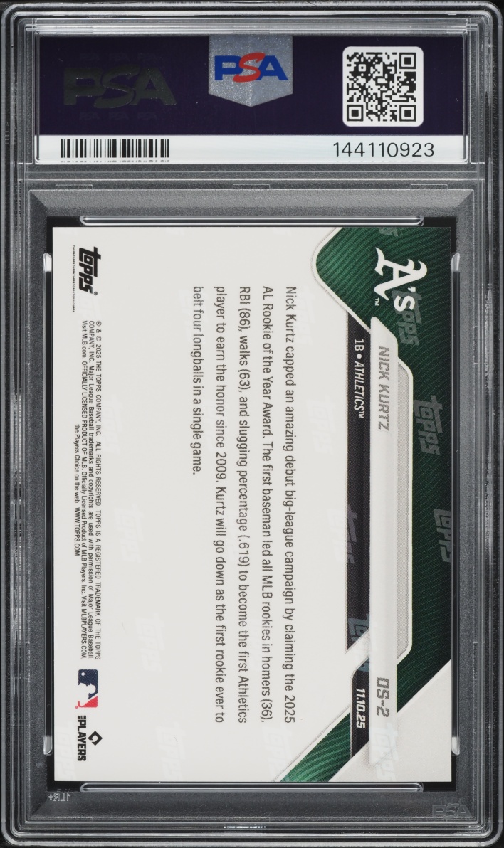2025 Topps Now Off Season Nick Kurtz ROOKIE #OS-2 PSA 10 GEM MINT