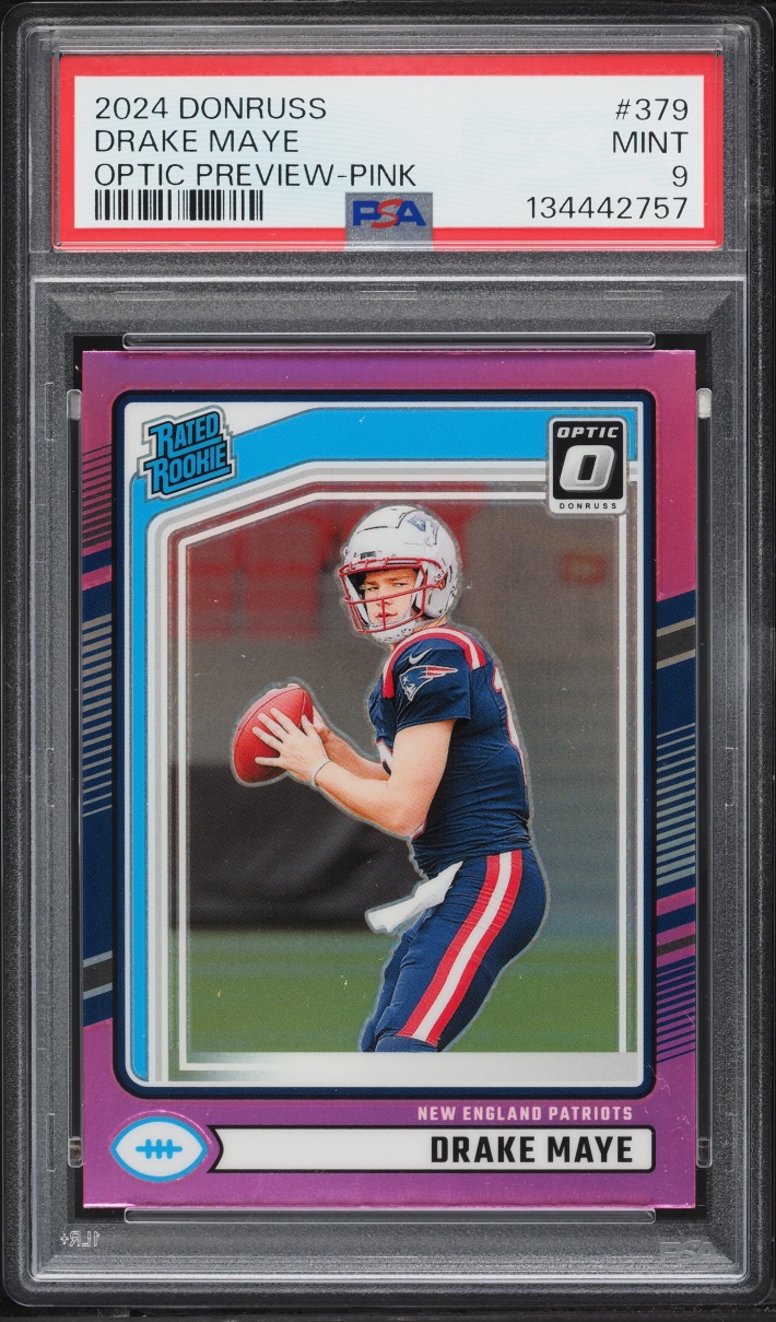 2024 Donruss Optic Preview Pink Drake Maye ROOKIE #379 PSA 9 MINT