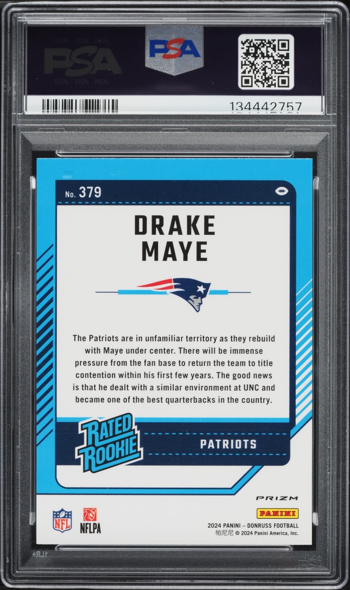 2024 Donruss Optic Preview Pink Drake Maye ROOKIE #379 PSA 9 MINT