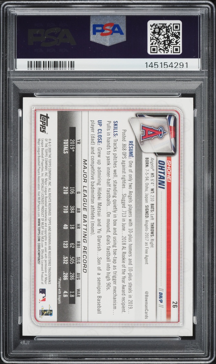 2020 Bowman Shohei Ohtani #26 PSA 9 MINT