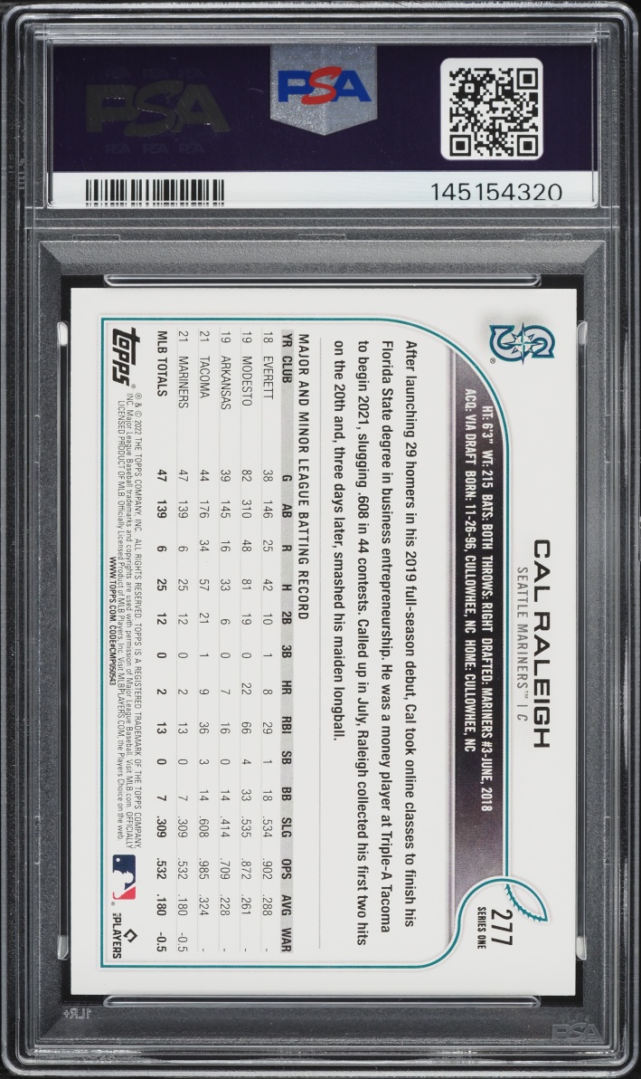 2022 Topps Cal Raleigh ROOKIE #277 PSA 10 GEM MINT