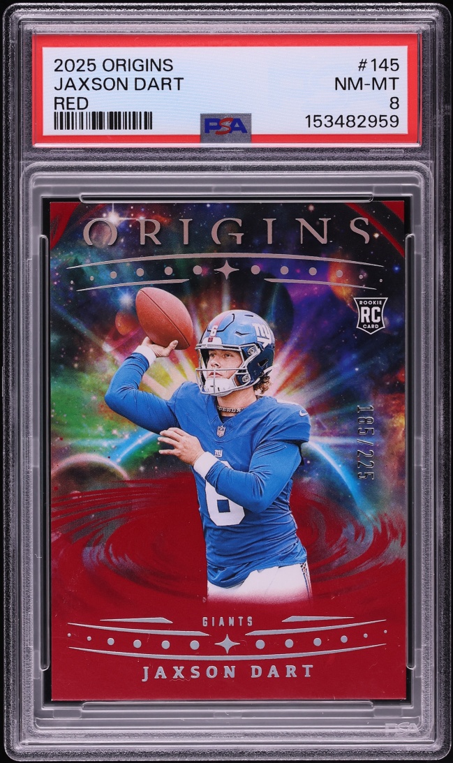 2025 Panini Origins Red Jaxson Dart ROOKIE /225 #145 PSA 8 NM-MT