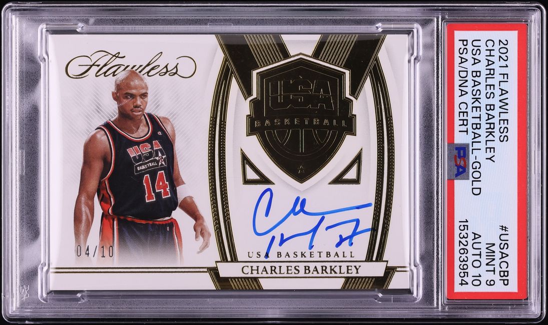 2021 Panini Flawless USA Basketball Gold Charles Barkley AUTO DNA 10 /10 #USA-CBP PSA 9 MINT