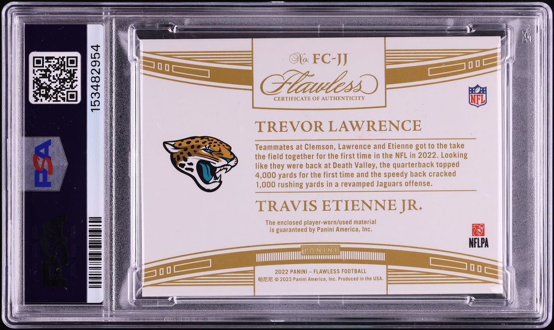 2022 Panini Flawless Connections Lawrence Etienne Jr. PATCH /15 #FC-JJ PSA 9 MINT