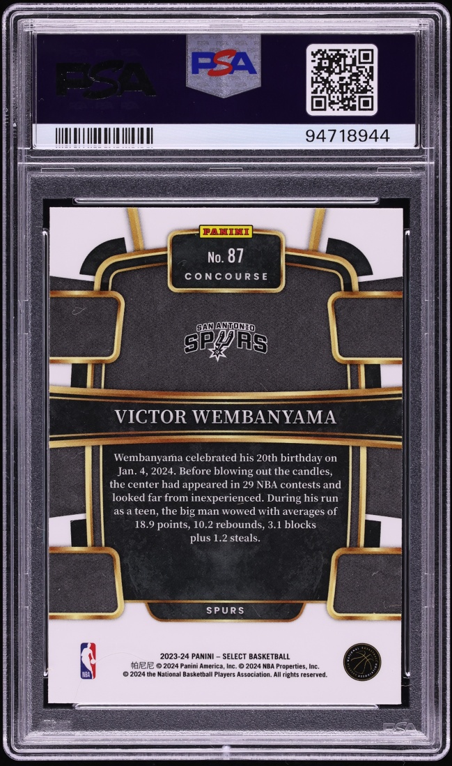 2023 Select Concourse Blue Victor Wembanyama ROOKIE #87 PSA 10 GEM MINT