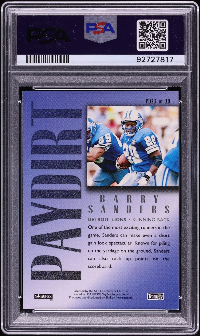 1995 Skybox Premium Paydirt Purple Barry Sanders #PD23 PSA 9 MINT