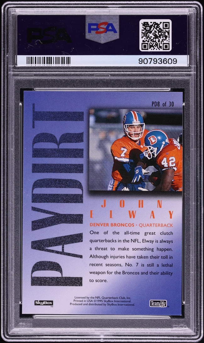 1995 Skybox Premium Paydirt Purple John Elway #PD8 PSA 10 GEM MINT