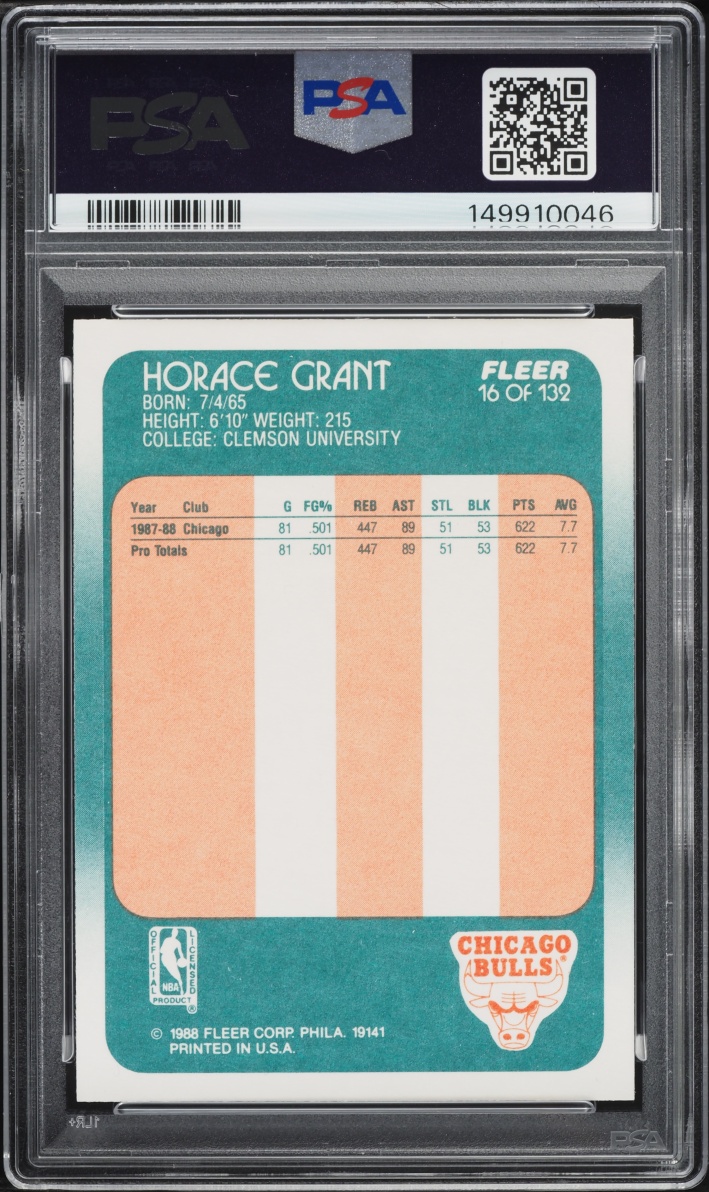 1988 Fleer Basketball Horace Grant ROOKIE #16 PSA 8 NM-MT