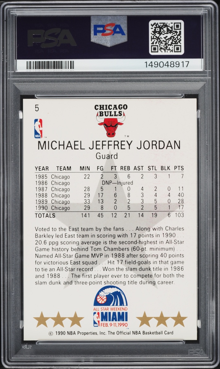 1990 Hoops All Star Michael Jordan #5 PSA 8 NM-MT