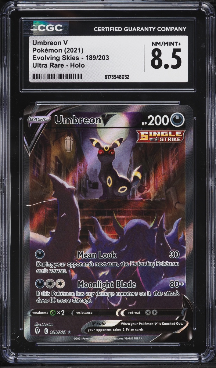 2021 Pokemon Sword & Shield Evolving Skies Full Art Umbreon V #189 CGC 8.5 NM-MT+