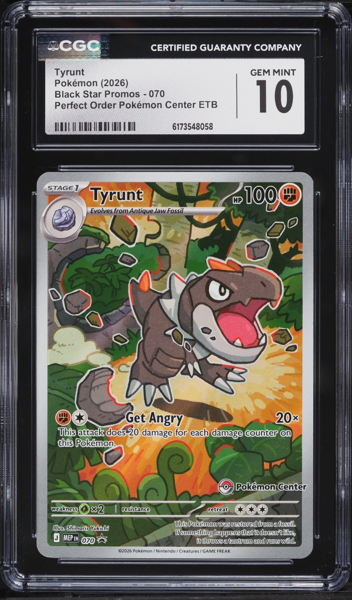 2026 Pokemon Mega Evolution Promo Perfect Order Pokémon Center ETB Full Art Tyrunt #070 CGC 10