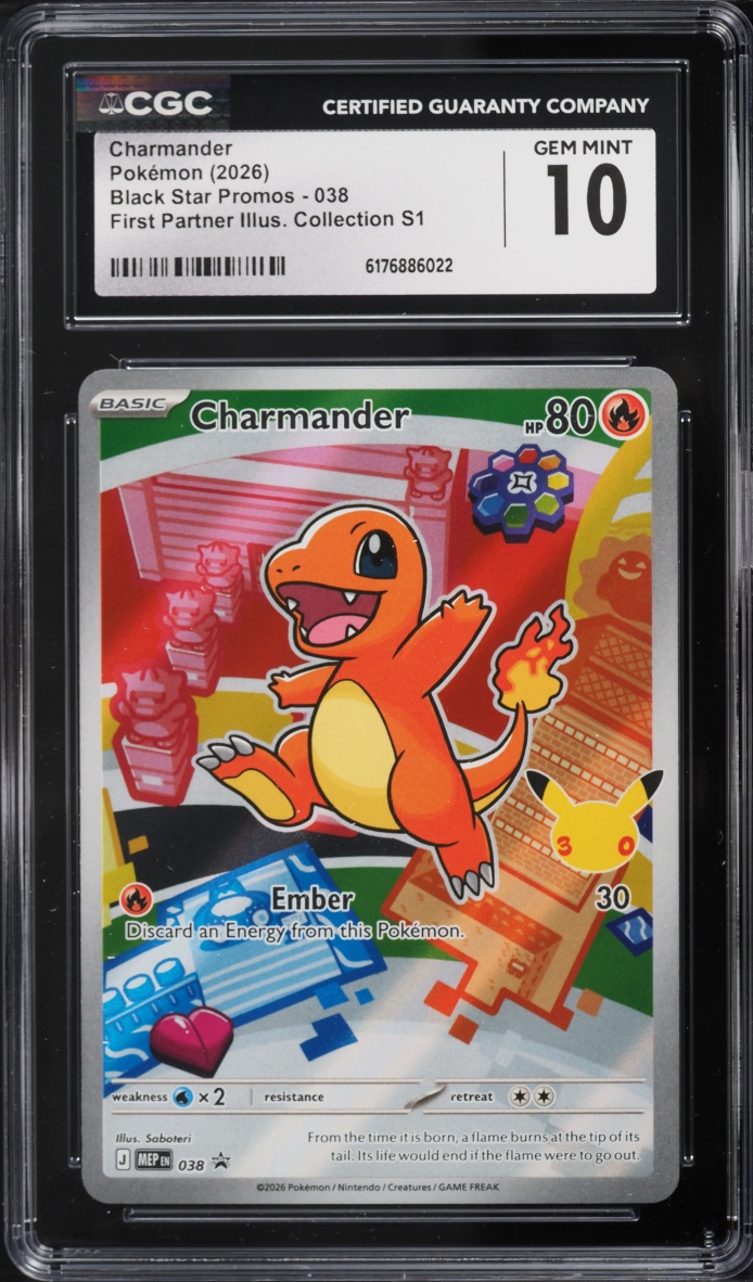 2026 Pokemon Mega Promo First Partner Illustration S1 Full Art Charmander #38 CGC 10 GEM MINT