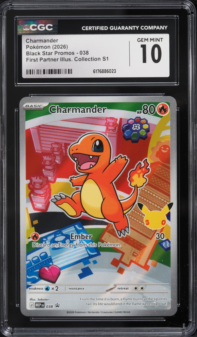 2026 Pokemon Mega Promo First Partner Illustration S1 Full Art Charmander #38 CGC 10 GEM MINT