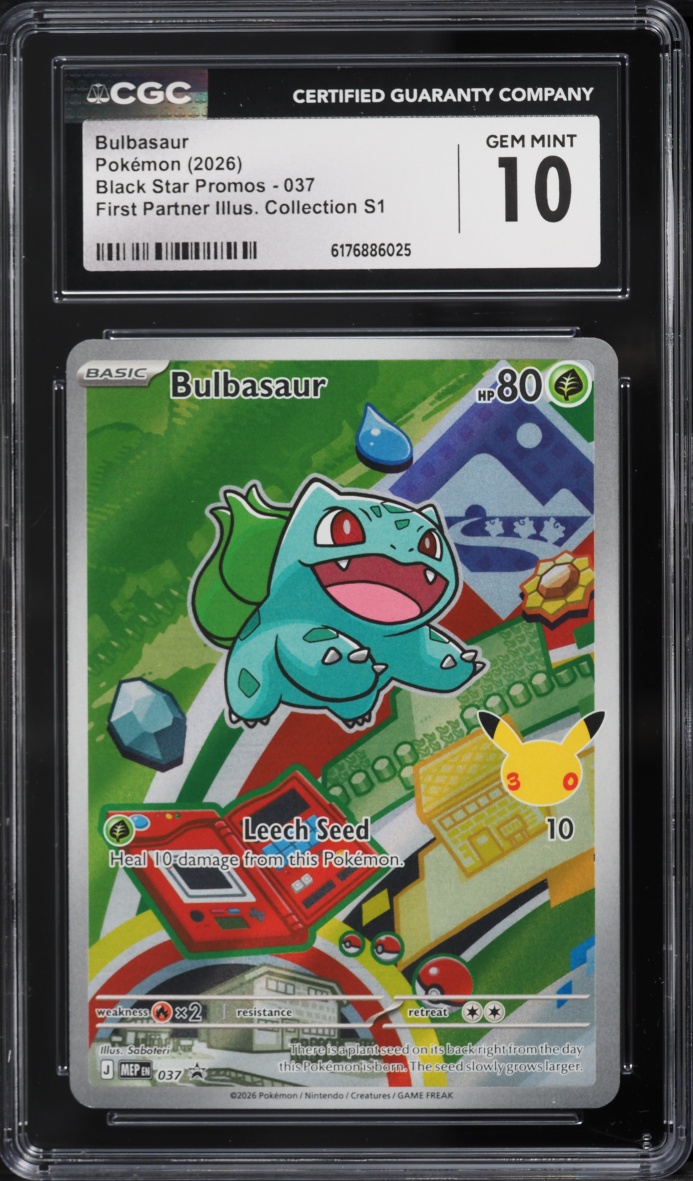 2026 Pokemon Mega Evolution Promo First Partner Illustration Full Art Bulbasaur #37 CGC 10 GEM