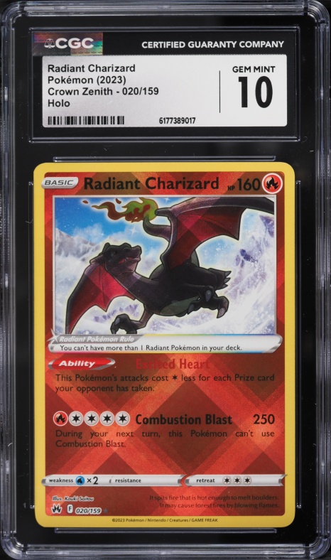 pokemon tcg crown zenith 020 159 radiant charizard card 020/159 PSA 10 TBC Games this Pokmon cant use Combustion Blast Radiant Charizard 2023 Pokemon Sword
