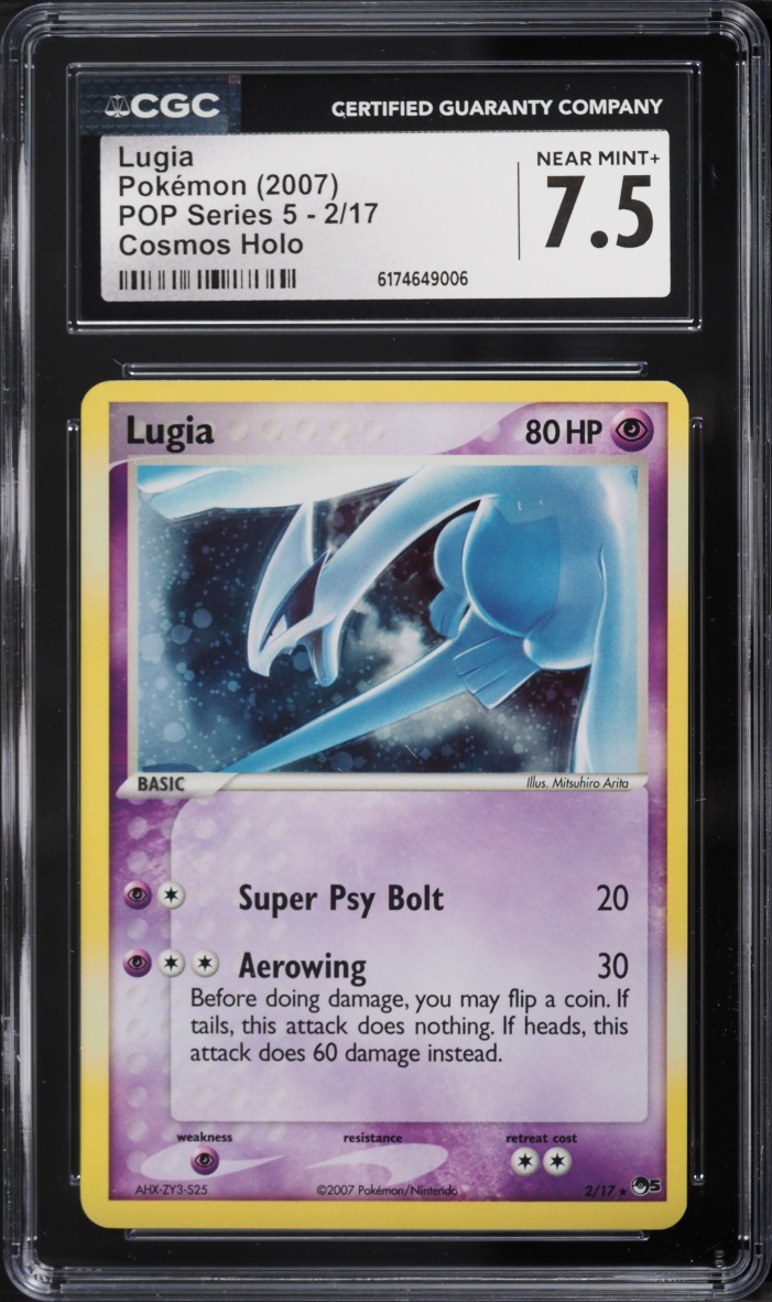 2007 Pokemon POP Series 5 Cosmos Holo Lugia #2 CGC 7.5 NRMT+