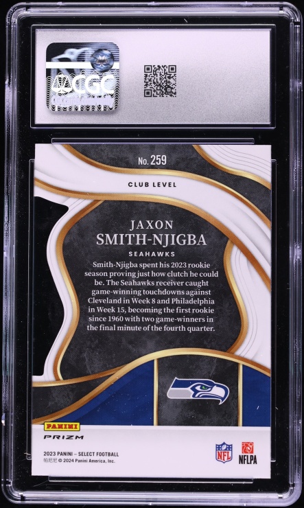 2023 Select Club Level Black & Red Die-Cut Jaxon Smith-Njigba ROOKIE #259 CGC 10 GEM MINT