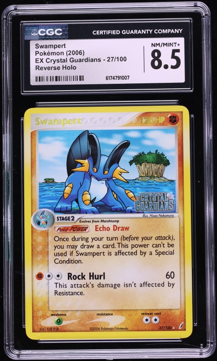 2006 Pokemon EX Crystal Guardians Reverse Holo Swampert #27 CGC 8.5 NM-MT+