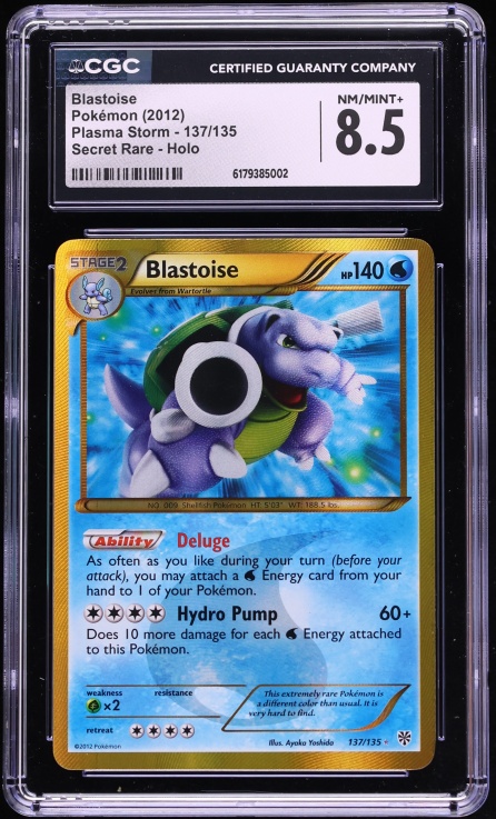 2012 Pokemon XY Plasma Storm SEC Blastoise #137 CGC 8.5 NM-MT+