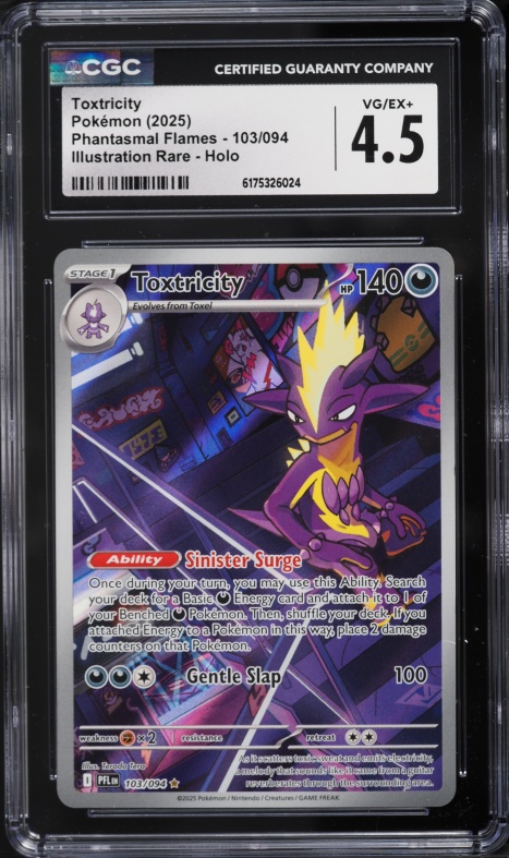 2025 Pokemon Mega Evolution Phantasmal Flames IR Toxtricity #103 CGC 4.5 VGEX+
