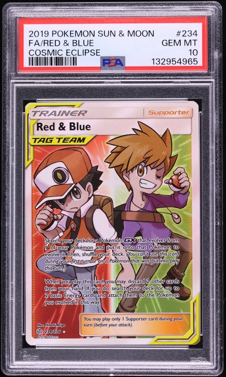 2019 Pokemon Sun & Moon Cosmic Eclipse Full Art Red & Blue #234 PSA 10 GEM MINT