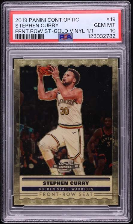 2019 Panini Contenders Optic Front Row Seat Gold Vinyl Stephen Curry 1/1 #19 PSA 10 GEM MINT
