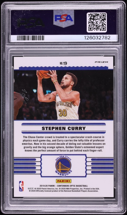 2019 Panini Contenders Optic Front Row Seat Gold Vinyl Stephen Curry 1/1 #19 PSA 10 GEM MINT