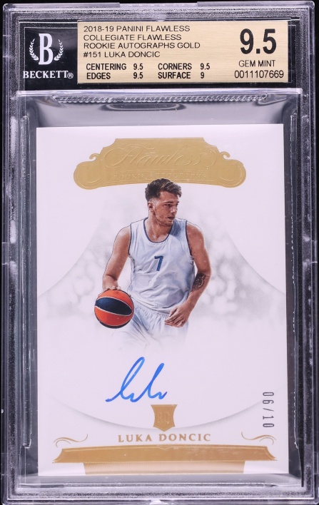 2018 Panini Flawless Collegiate Gold Luka Doncic ROOKIE AUTO /10 BGS 9.5 GEM MINT