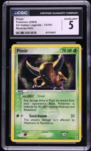 2004 Pokemon EX Hidden Legends Reverse Holo Pinsir #13 CGC 5 EX