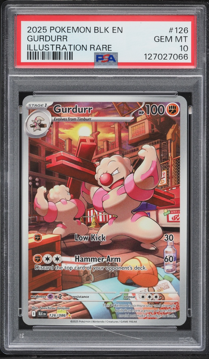 2025 Pokemon Scarlet & Violet Black Bolt IR Gurdurr #126 PSA 10 GEM MINT