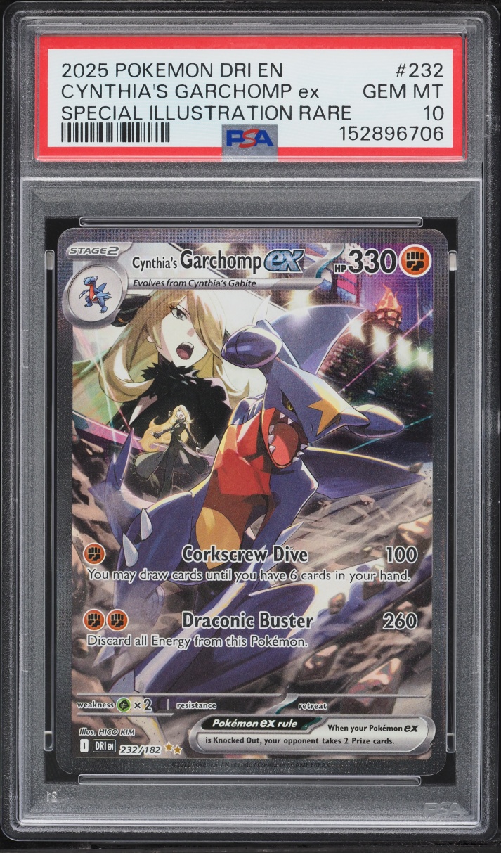 2025 Pokemon Scarlet & Violet Destined Rivals SIR Cynthia's Garchomp ex #232 PSA 10 GEM MINT