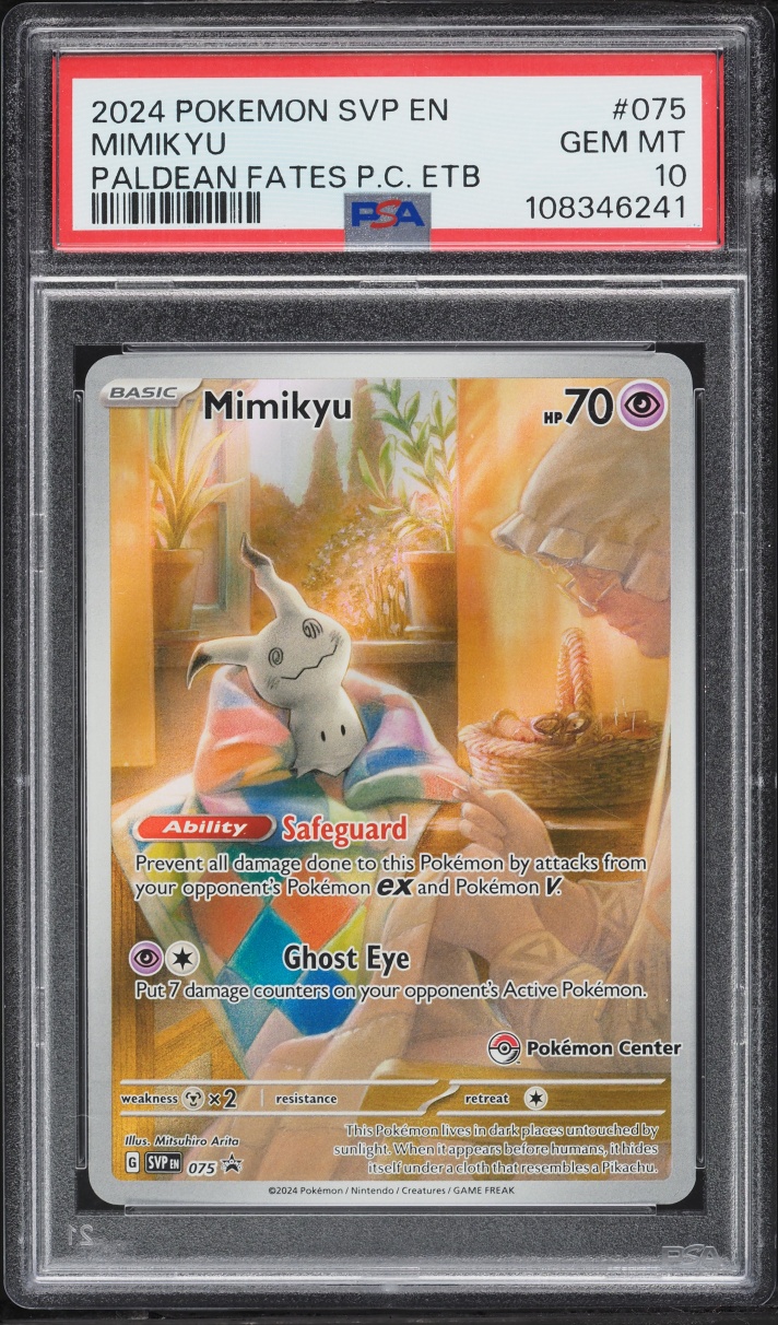 2024 Pokemon Scarlet & Violet Promo Paldean Fates Center ETB Full Art Mimikyu #75 PSA 10 GEM