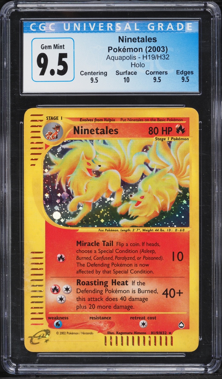 2003 Pokemon Aquapolis Holo Ninetales #H19 CGC 9.5 GEM MINT