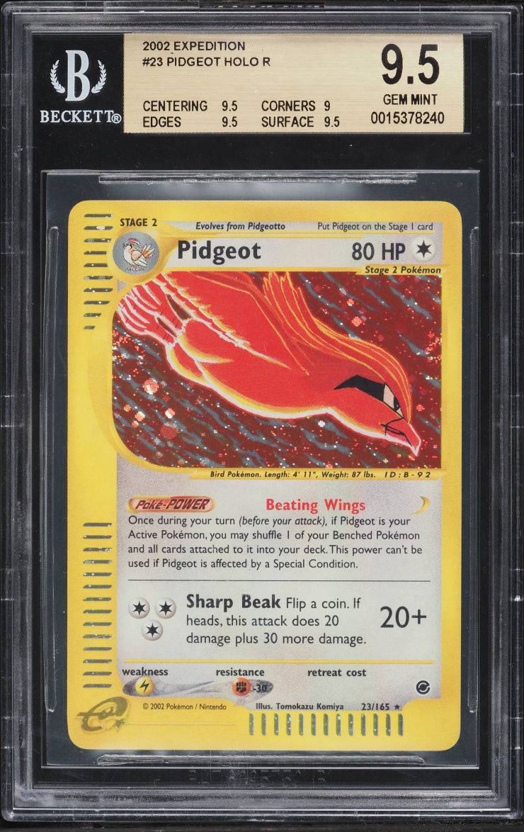 2002 Pokemon Expedition Holo Pidgeot #23 BGS 9.5 GEM MINT