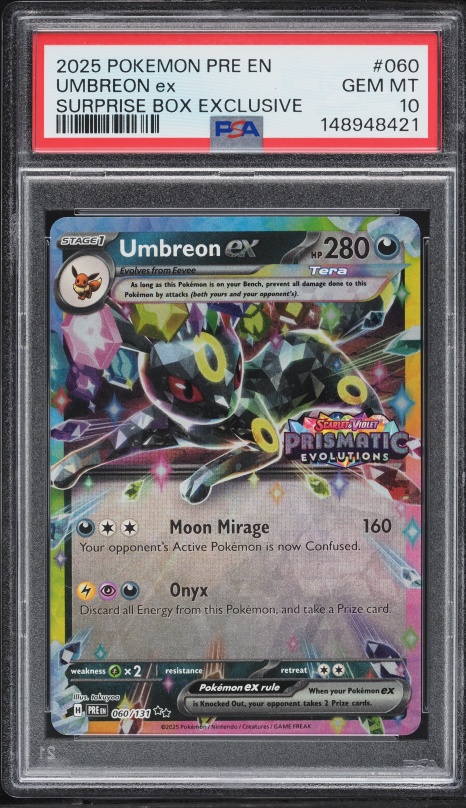 2025 Pokemon Scarlet & Violet Prismatic Evolutions Surprise Box Holo Umbreon EX #60 PSA 10 GEM
