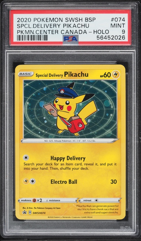 pokemon special delivery pikachu card Pikachu Special Delivery SWSH074 (Graded) Case
