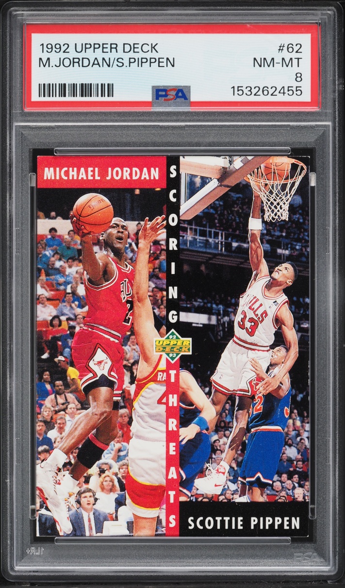 1992 Upper Deck Basketball Michael Jordan & Scottie Pippen #62 PSA 8 NM-MT