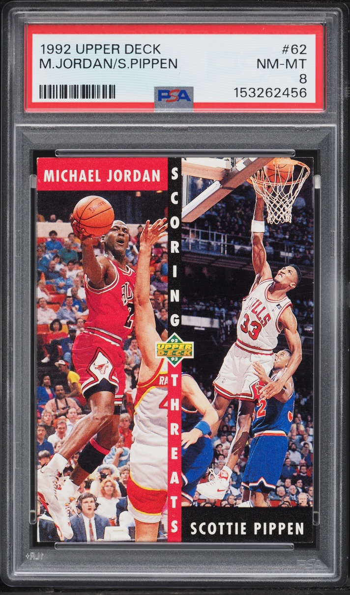 1992 Upper Deck Basketball Michael Jordan & Scottie Pippen #62 PSA 8 NM-MT