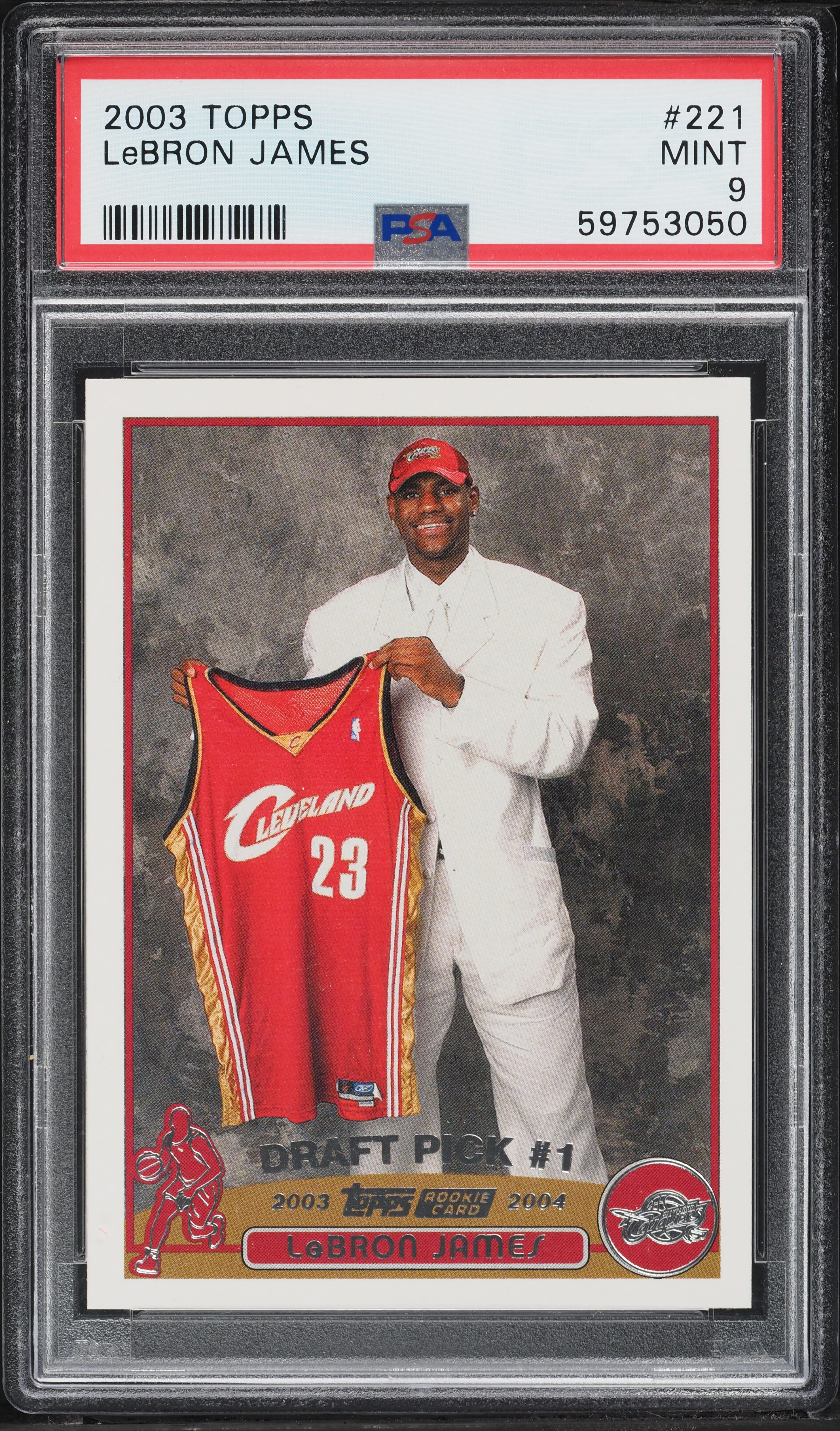 2003 Topps Basketball LeBron James ROOKIE #221 PSA 9 MINT on