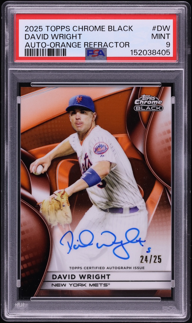 2025 Topps Chrome Black Orange Refractor David Wright AUTO /25 #CA-DW PSA 9 MINT