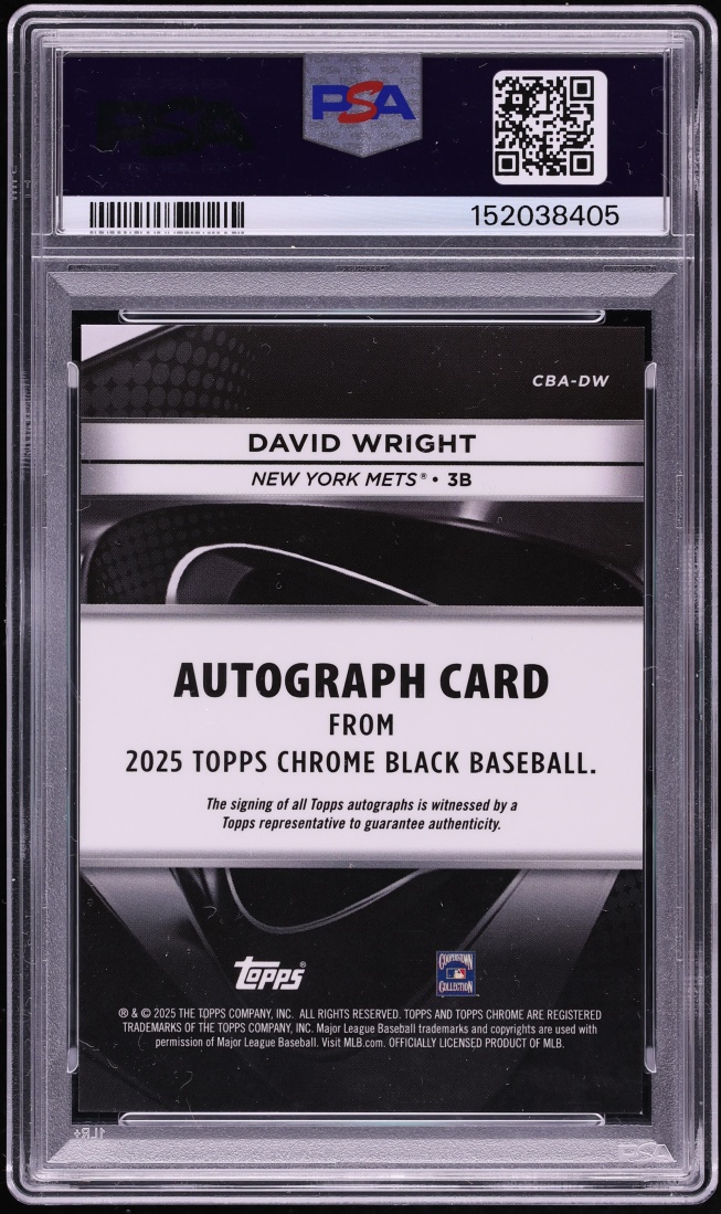 2025 Topps Chrome Black Orange Refractor David Wright AUTO /25 #CA-DW PSA 9 MINT